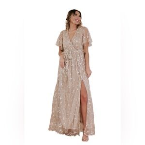 NWT ECB EXCLUSIVE: DREAMY FLORAL EMBROIDERED MAXI DRESS XL